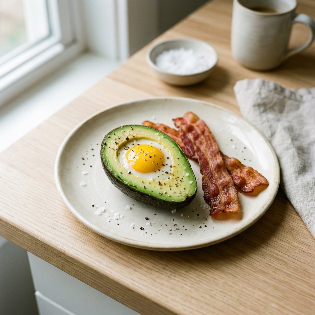 Avocado mit Spiegeleiern zum Keto-Frühstück