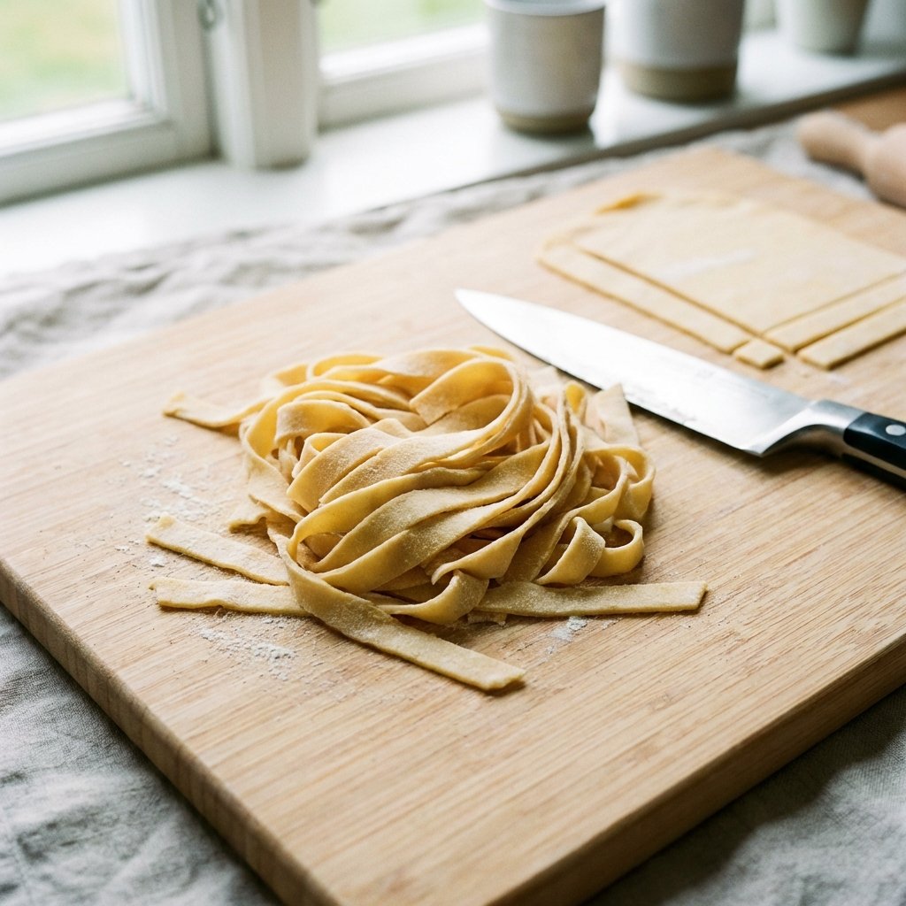 Keto Pasta in Streifen geschnitten und servierfertig