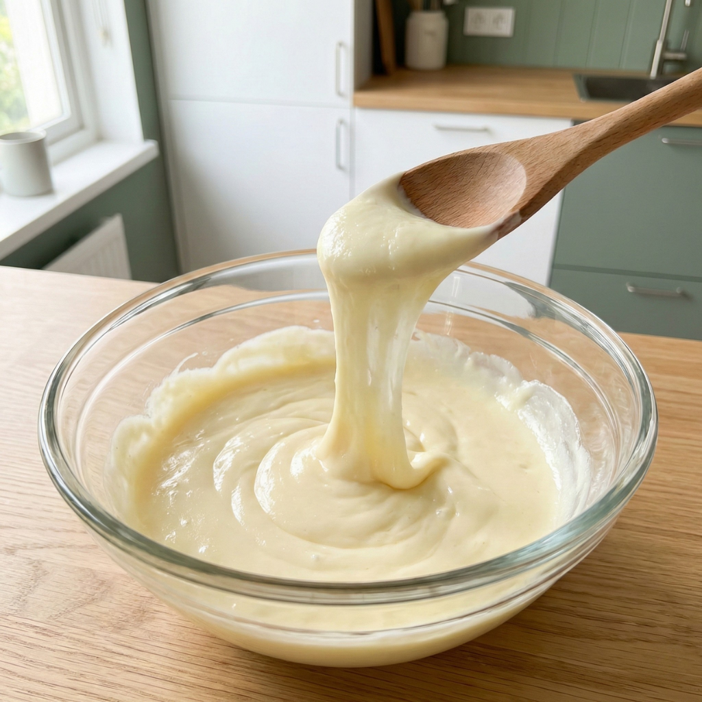 Geschmolzener Mozzarella und Frischkäse in einer Glasschüssel