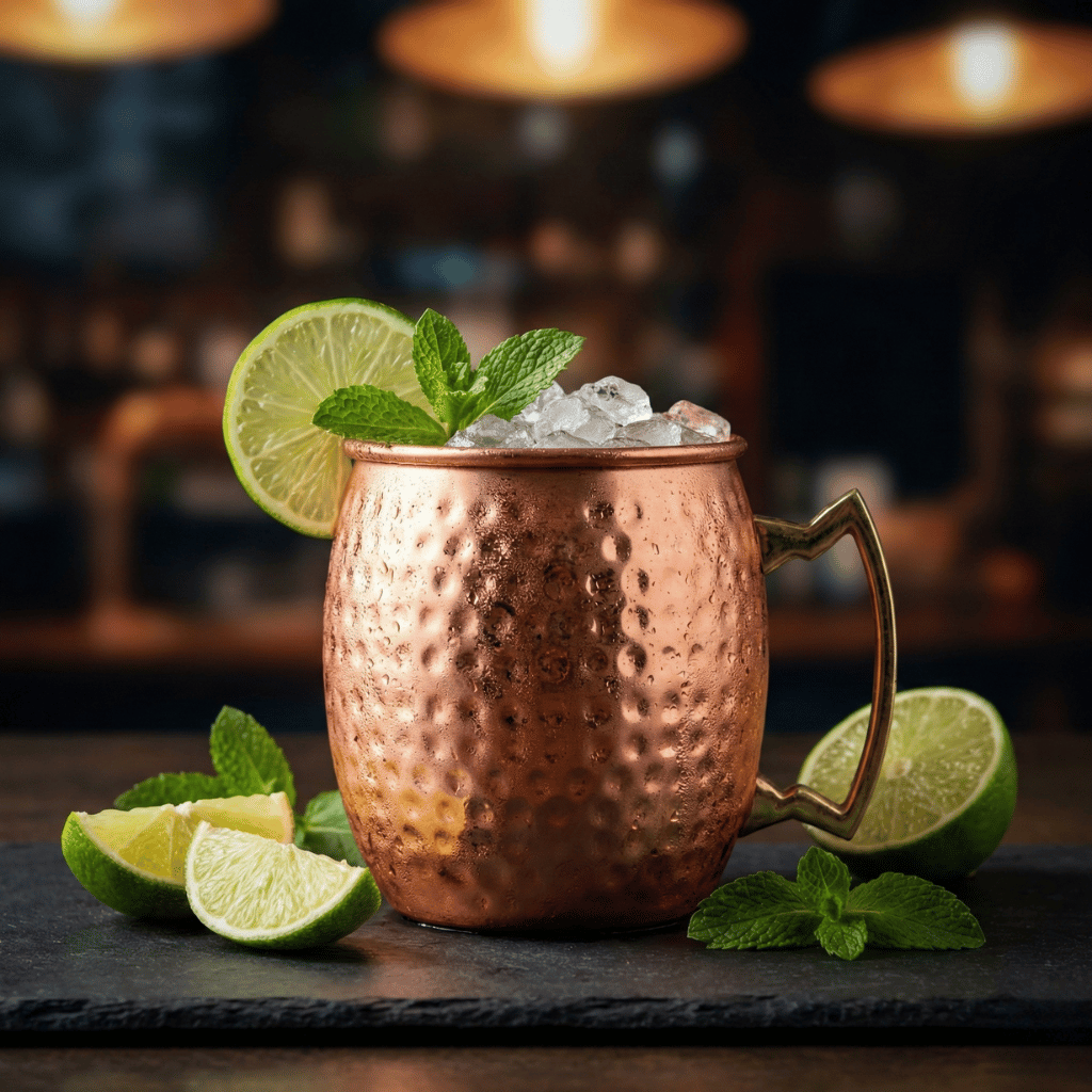 Keto Moscow Mule im Kupferbecher, garniert mit frischer Limette und Minze