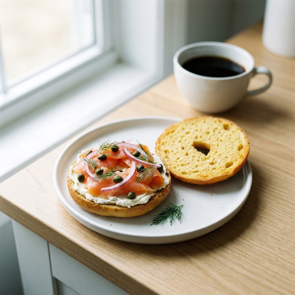 Keto-Bagel mit Frischkäse und geräuchertem Lachs