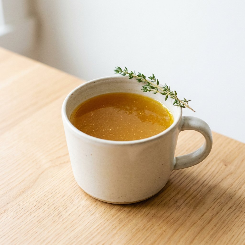 Goldene Knochenbrühe in einer Tasse