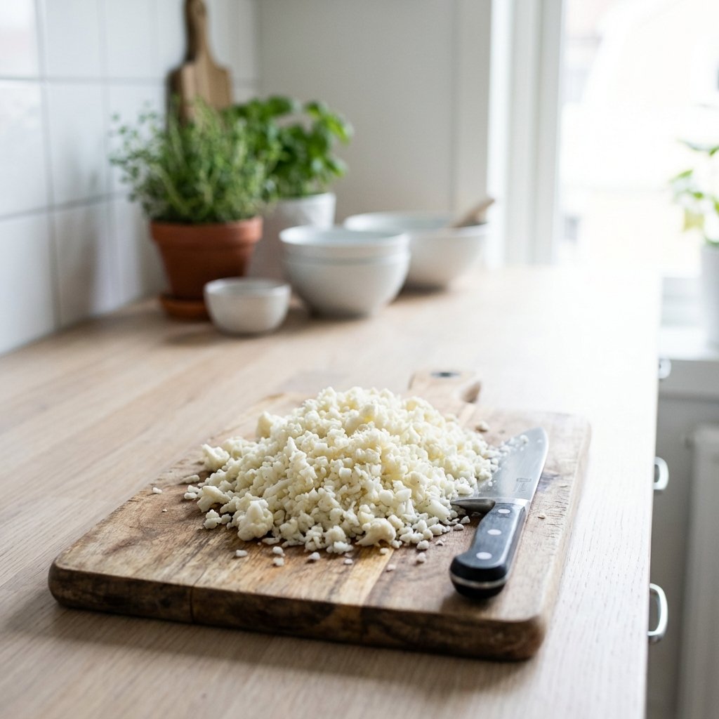 Fertig gebackenes Keto-Blumenkohlgratin mit goldgelber Käsekruste