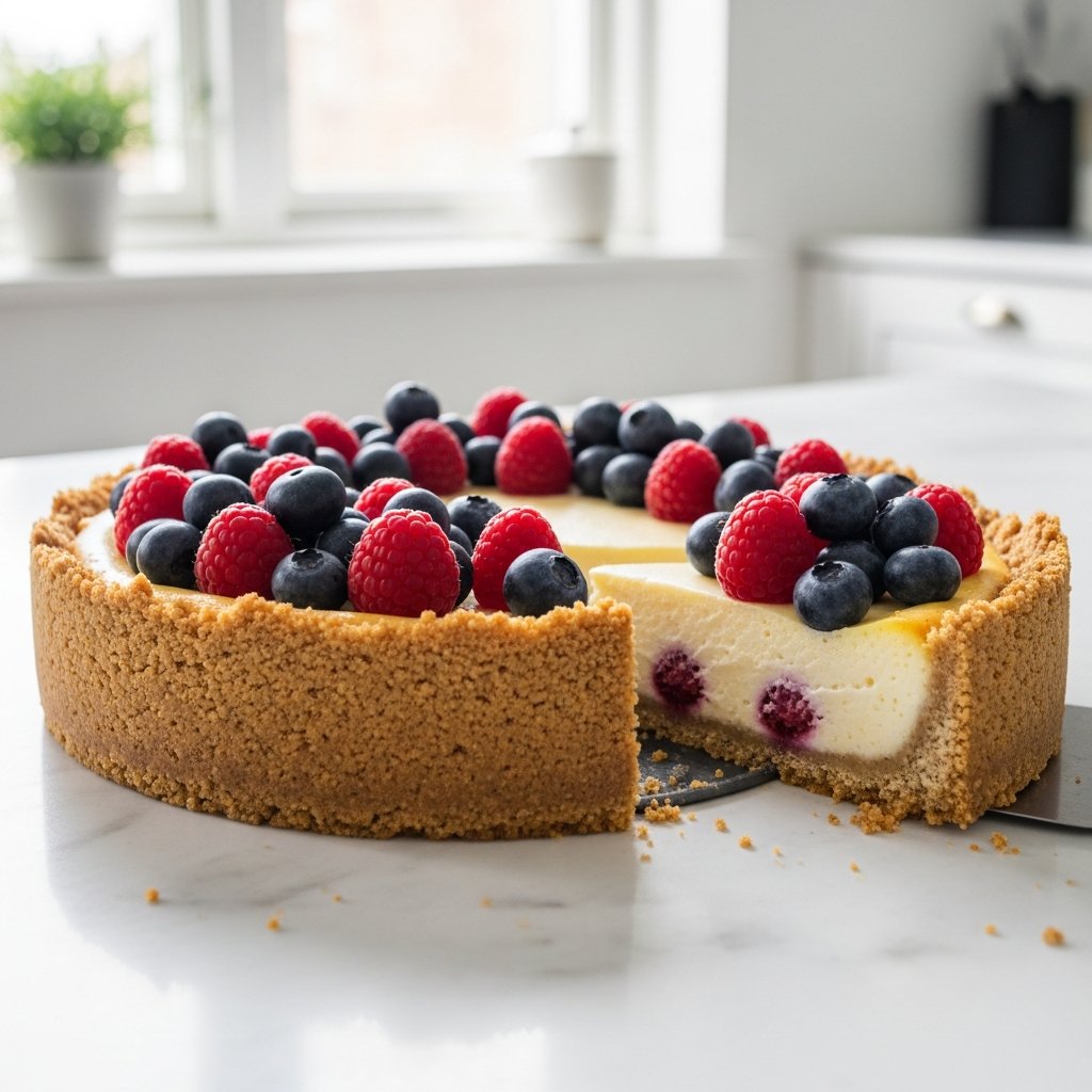 Fertiger süßer Keto-Tortenboden gefüllt mit Beeren