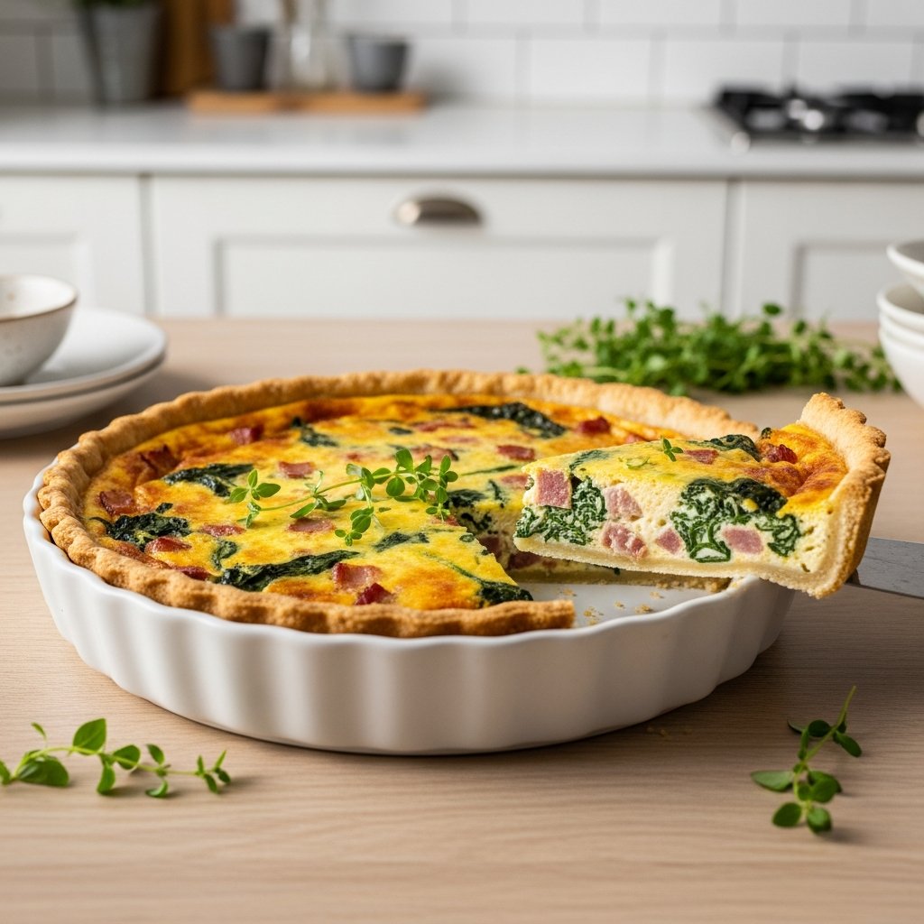 Fertige Keto-Quiche mit Käseboden