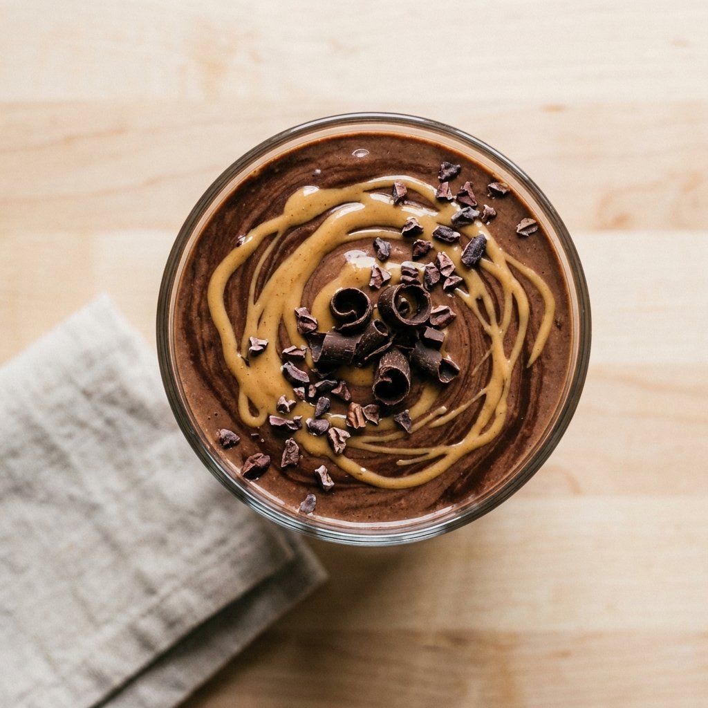 Schokoladen-Keto-Smoothie von oben – cremige Konsistenz