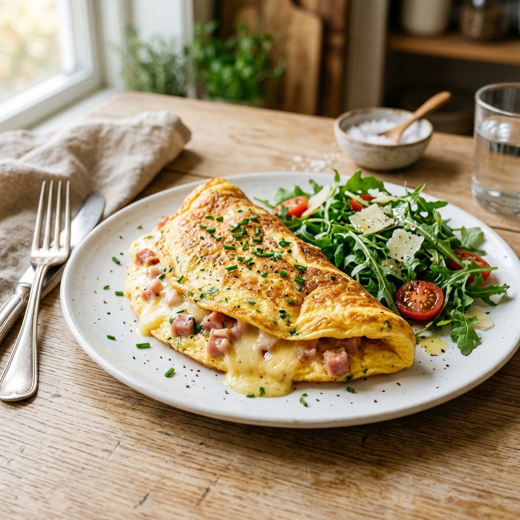 Omelett mit K&auml;se und Schinken