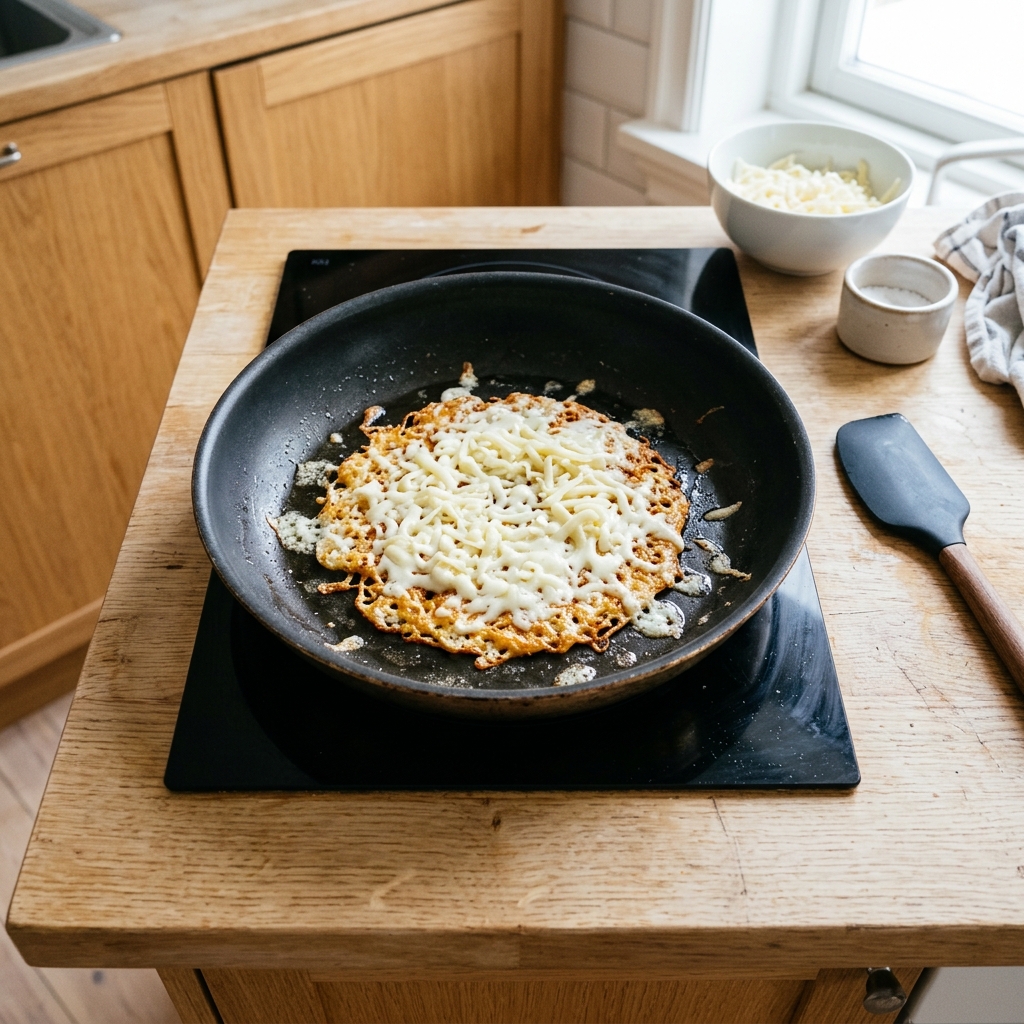 Zubereitung von Keto-Tortillas mit geschmolzenem Käse