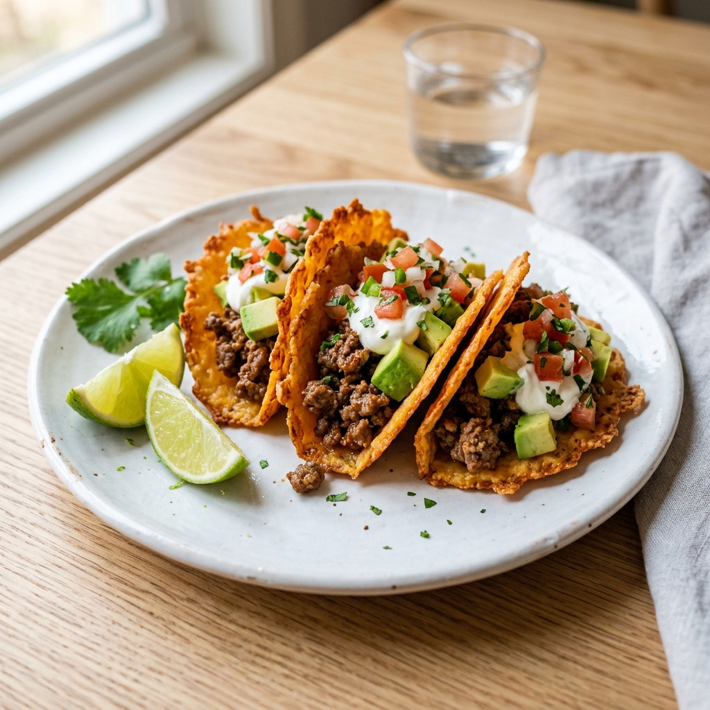 Keto-Tacos mit knuspriger Käseschale